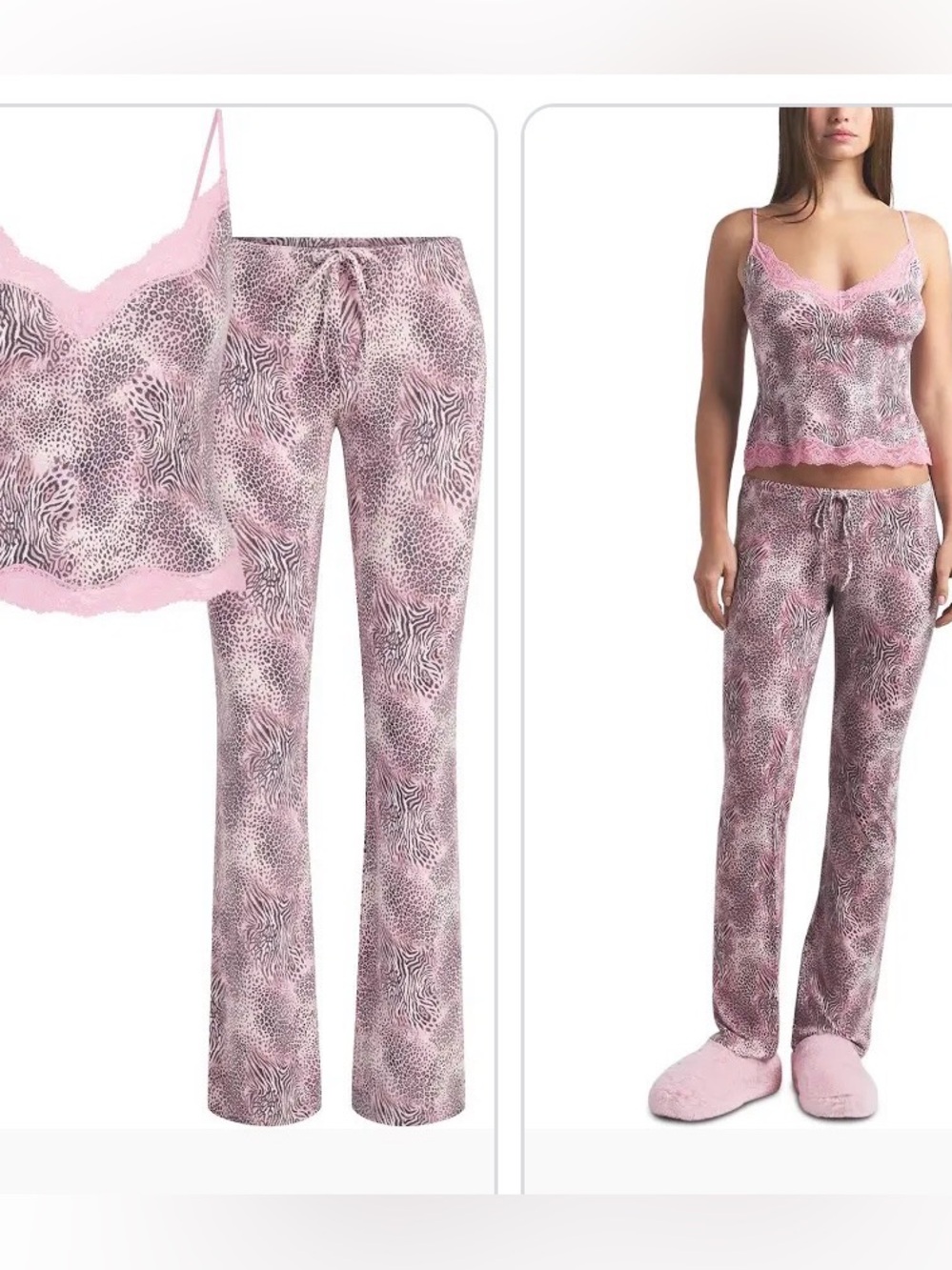 Skims set tank and pants Pink Leopard-Print Women’s Sleep lounge pjs